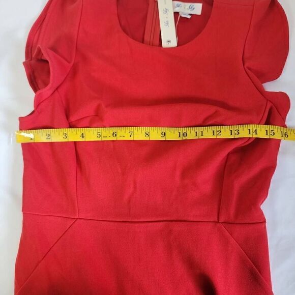 She + Sky Amelia Ruffle Dress Red Women's  Size M G11 - Picture 6 of 13